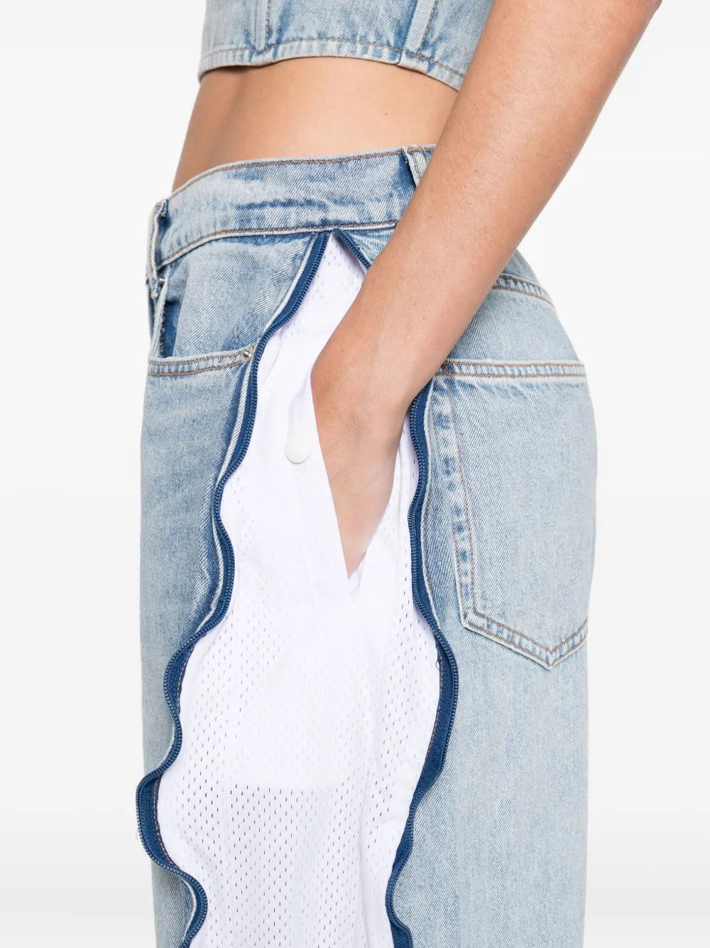 Alexander Wang Jeans met mesh vlak en ritsdetail Blauw