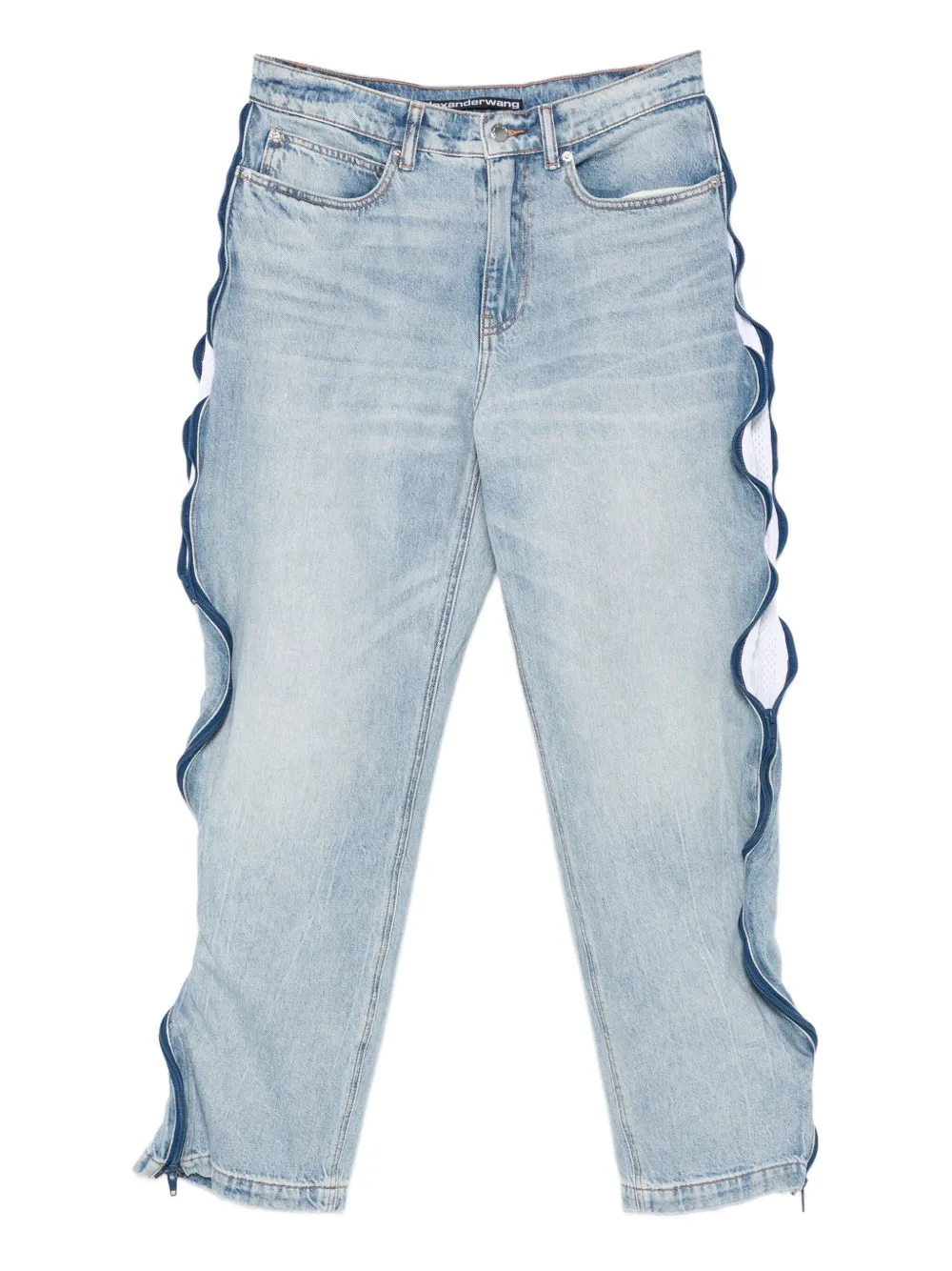 Alexander Wang Jeans met mesh vlak en ritsdetail Blauw