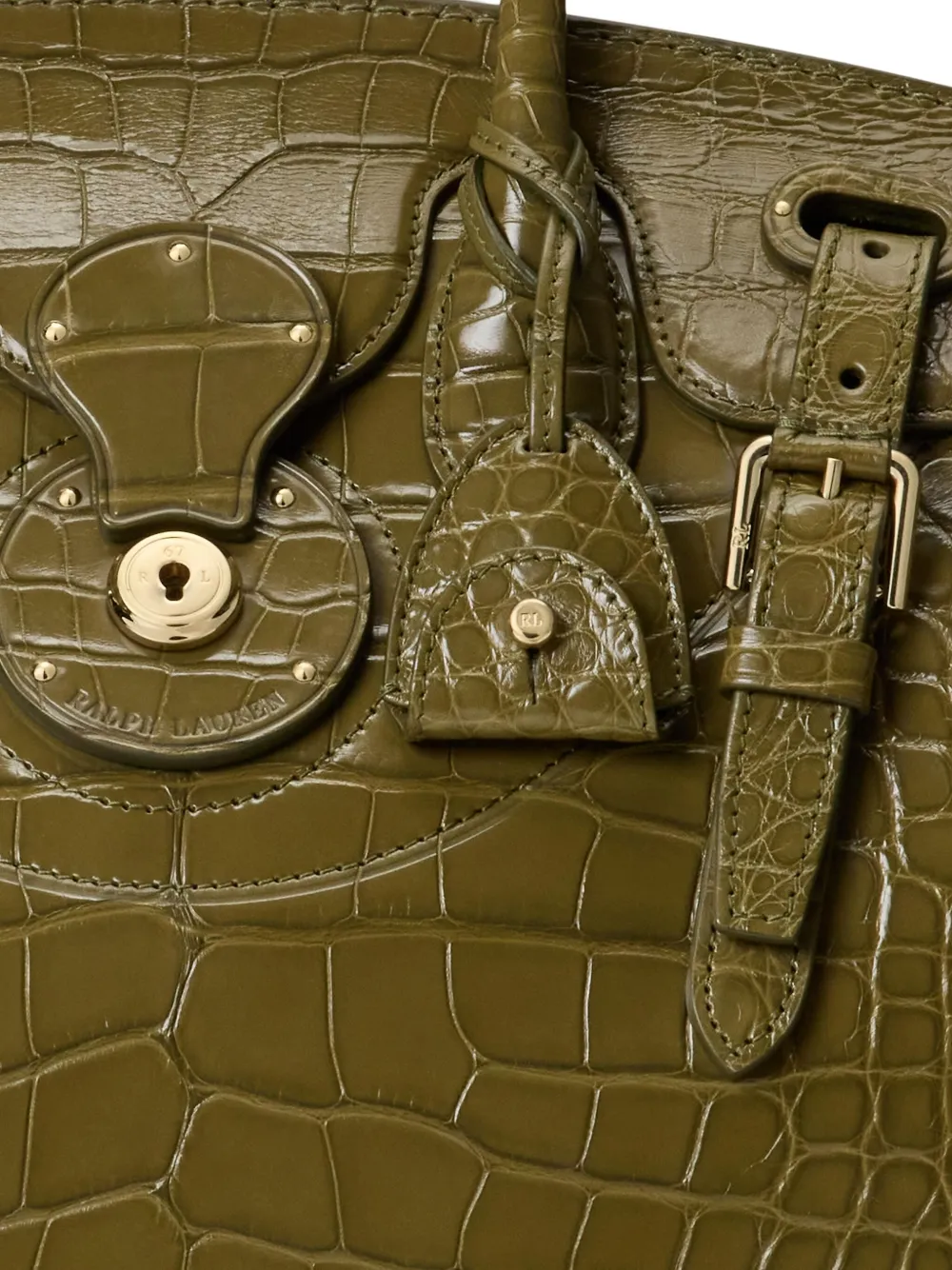 Ralph Lauren Collection croco-embossed tote bag Groen