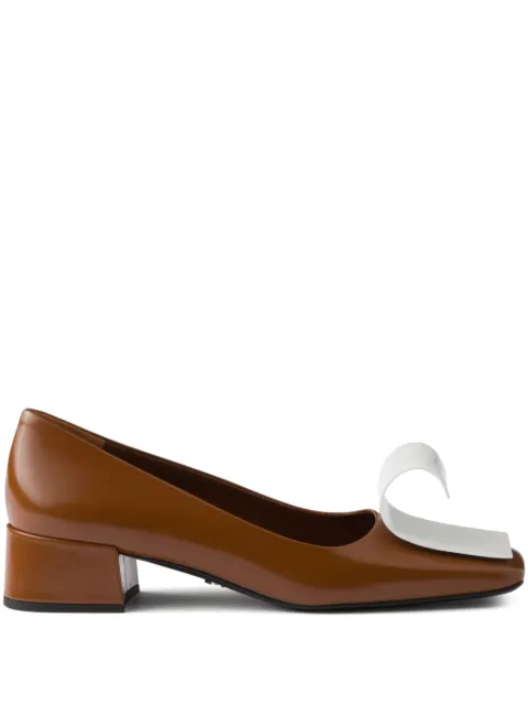 Prada 35mm two-tone brushed-leather pumps