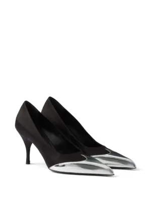 ■PRADA プラダ サテンxメタリックレザー パンプス 関税込】 PRADA プラダ レザー パンプス (PRADA/パンプス