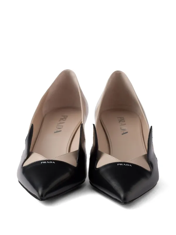 Prada 55mm two-tone brushed-leather Pumps | Pink | FARFETCH