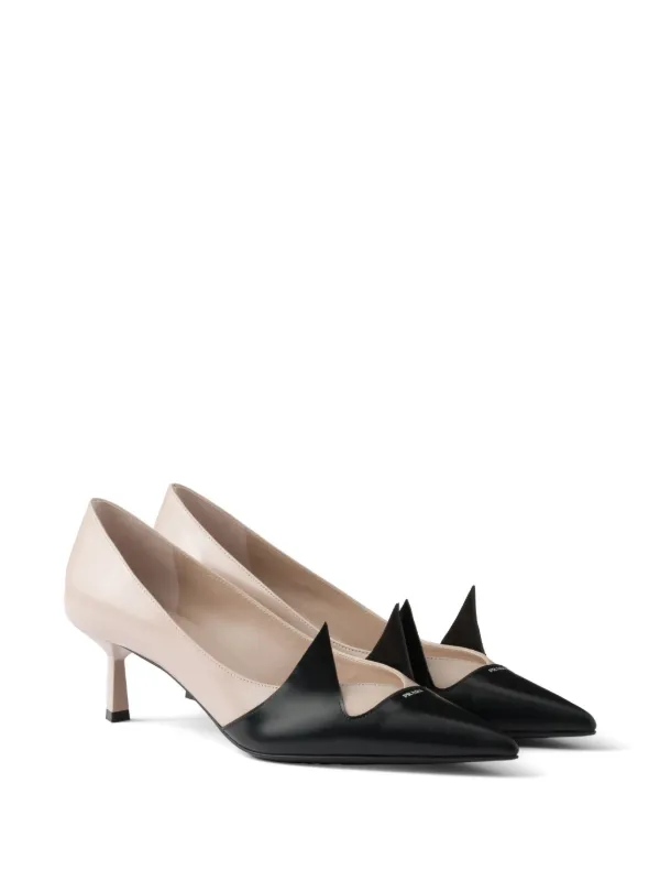 パンプス PRADA TWO-TONE LEATHER PUMPS Prada 55mm two-tone brushed-leather Pumps | Pink | FARFETCH