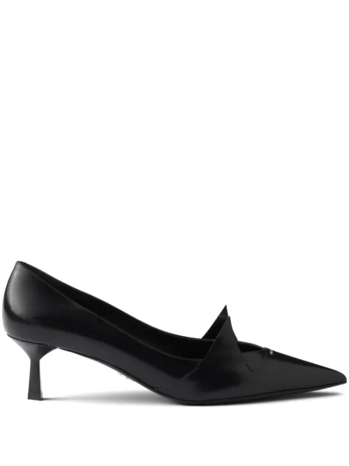 Escarpins bicolores en cuir à effet brossé 55 mm - Prada - Modalova