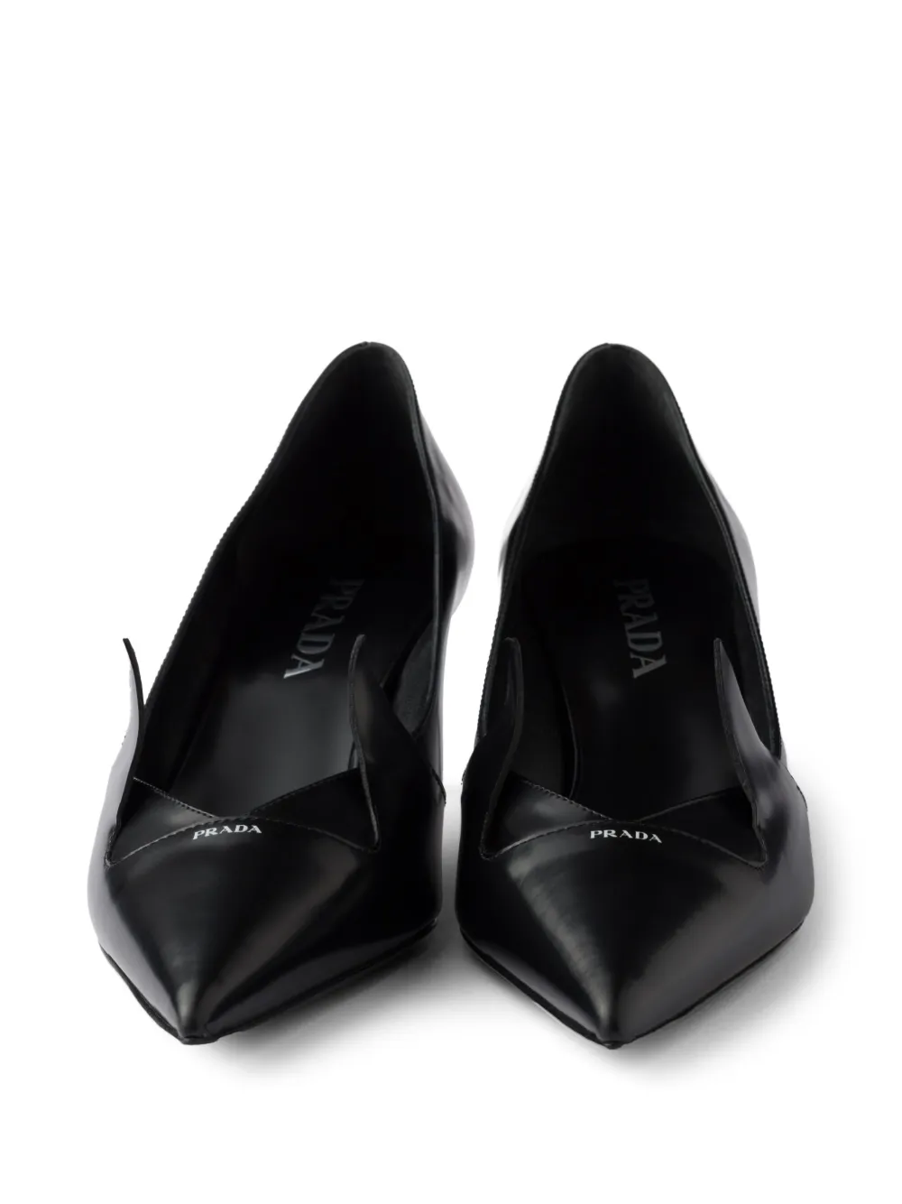 Prada 55 mm tweekleurige pumps van geborsteld leer Zwart