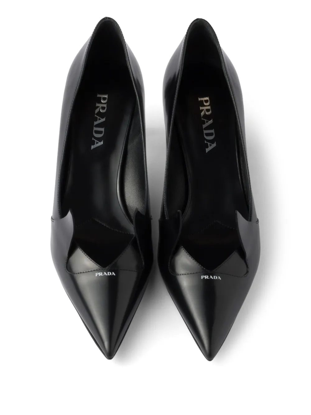 Prada 55 mm tweekleurige pumps van geborsteld leer Zwart