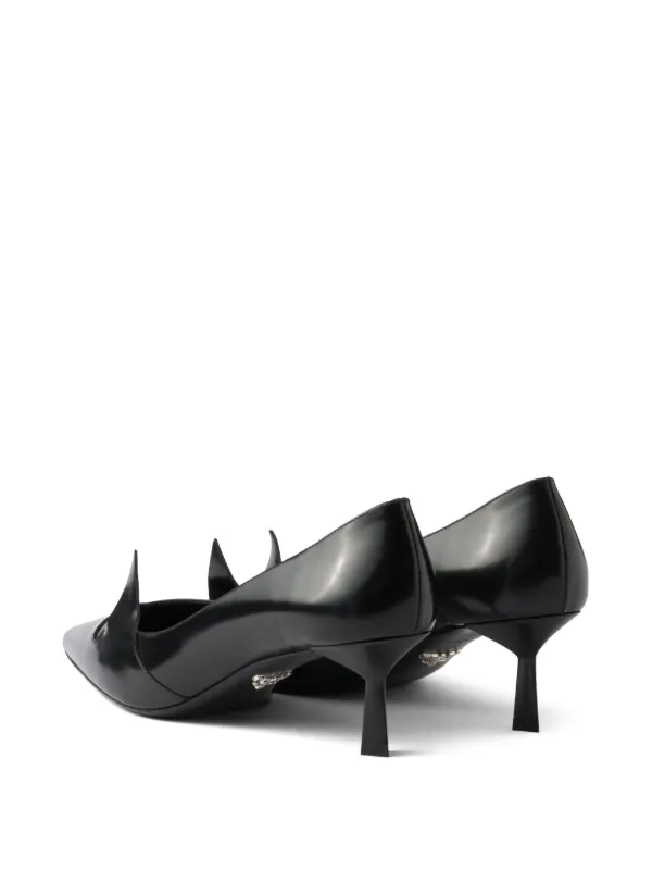 Prada 55mm two-tone brushed-leather Pumps | Black | FARFETCH