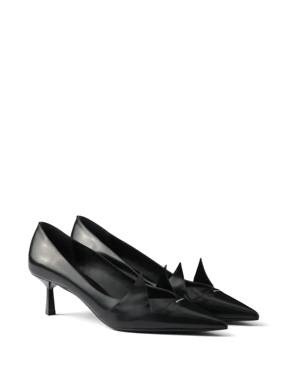 Prada 55 mm tweekleurige pumps van geborsteld leer Zwart