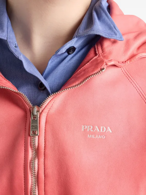 Prada フーデッド レザージャケット | ピンク | FARFETCH JP
