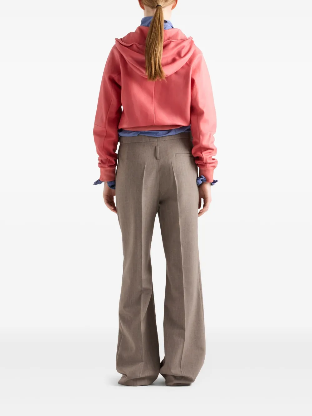 Prada Leren jack met capuchon Roze