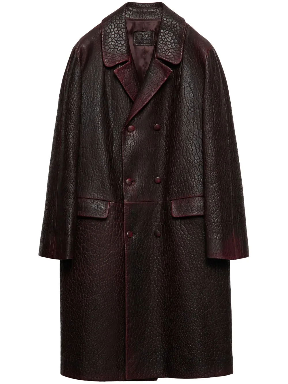 Prada Doppelreihiger Ledermantel | Rot | Image 1