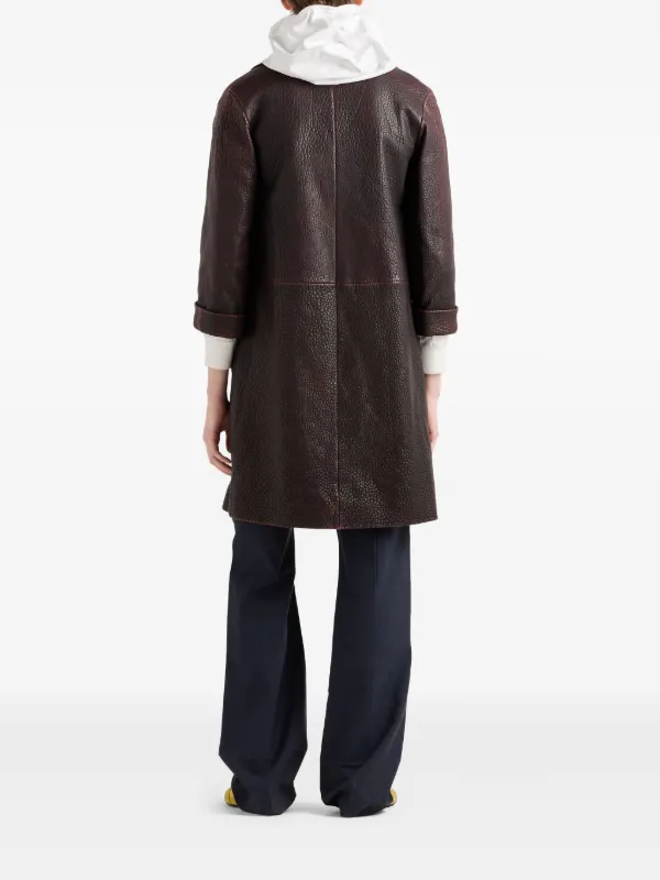 Prada double-breasted Leather Coat | Red | FARFETCH