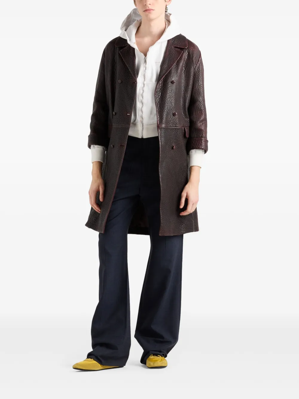 Prada Doppelreihiger Ledermantel | Doppelreihige Mäntel | Image 2