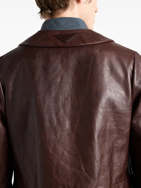 Prada Leather Blouson Jacket | Brown | FARFETCH
