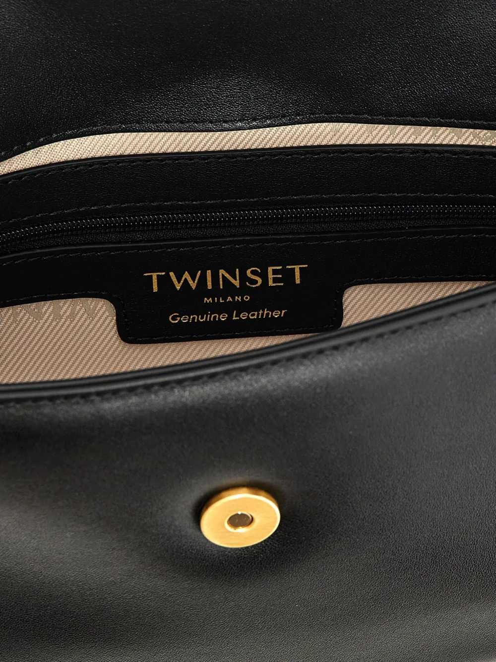 TWINSET Amie leren schoudertas Zwart