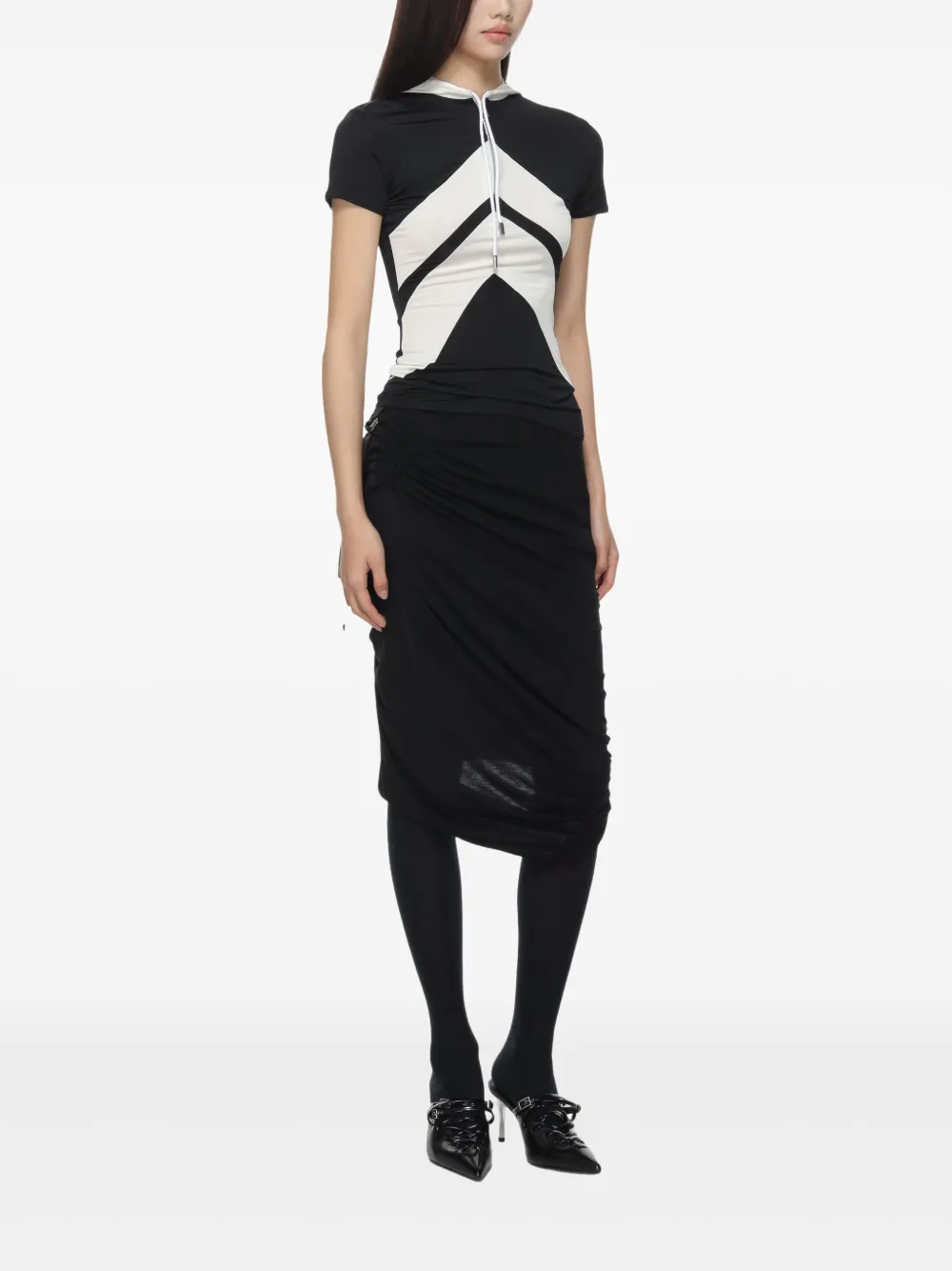 Jean Paul Gaultier Zijden midi-jurk Zwart