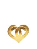 CHANEL Pre-Owned 1995 Gold Plated CC Heart Brooch costume brooch