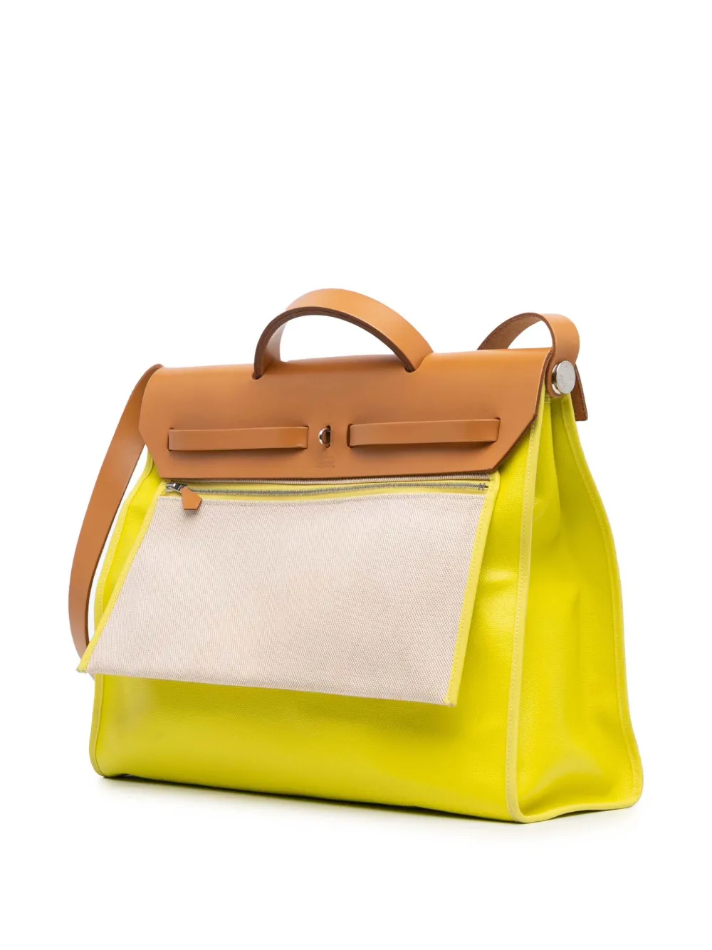 Pre-owned Hermes 2020 Toile H Berline Herbag Zip 39 Satchel In Yellow