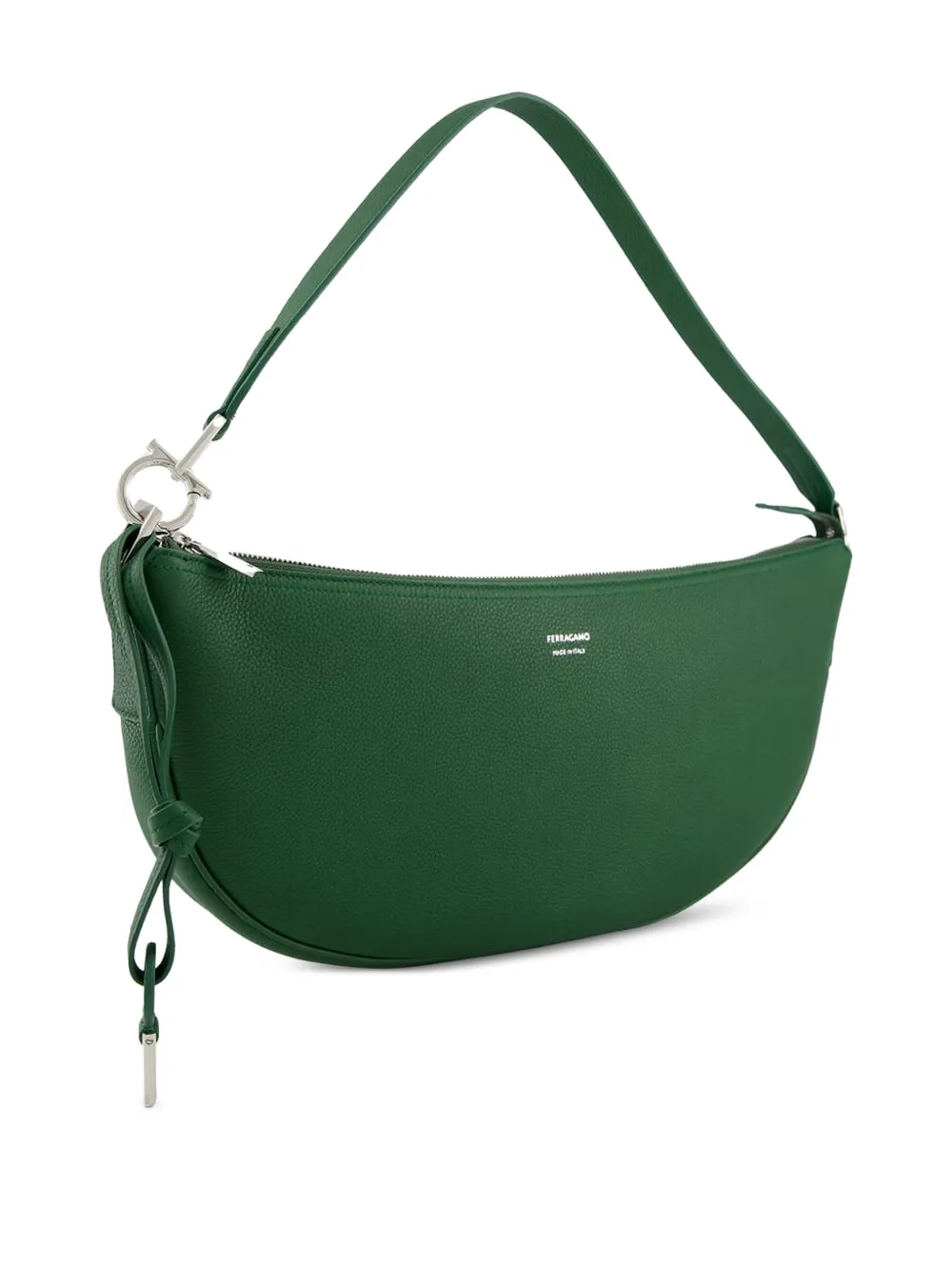 Ferragamo curved leather shoulder bag - Groen