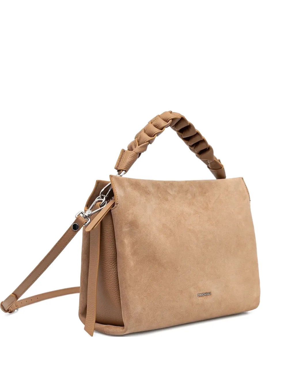Coccinelle Braided-handle Suede Tote Bag In Brown