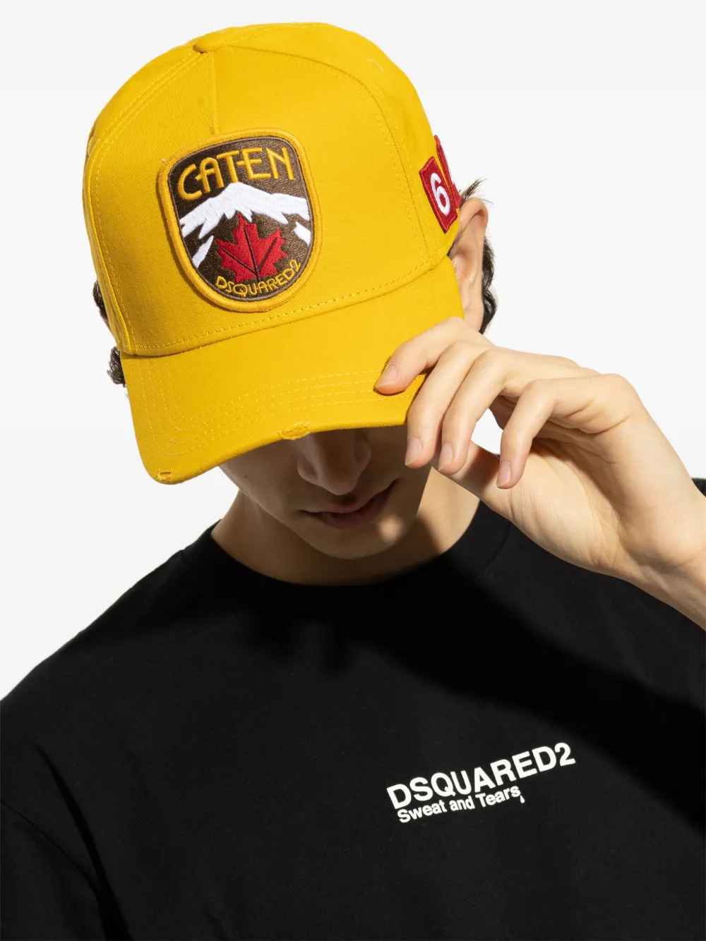 DSQUARED2 logo-appliqué cap - Geel