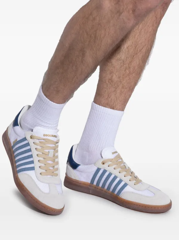 SALE 関税送料込 DSQUARED2 BOXERボクサーロゴレザースニーカー Dsquared2 - BOXER SNEAKERS (ホワイト) ロゴ レザースニーカー