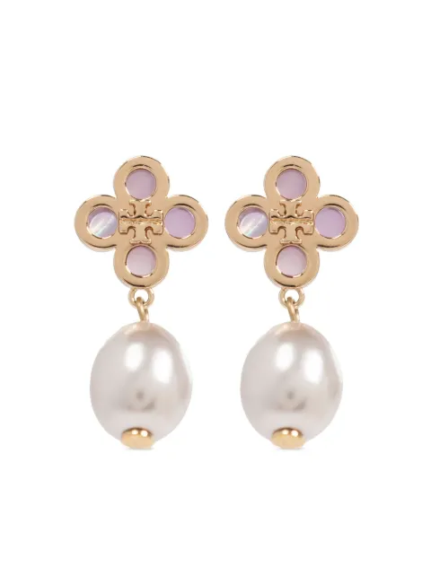 Tory Burch aretes con detalle de perla