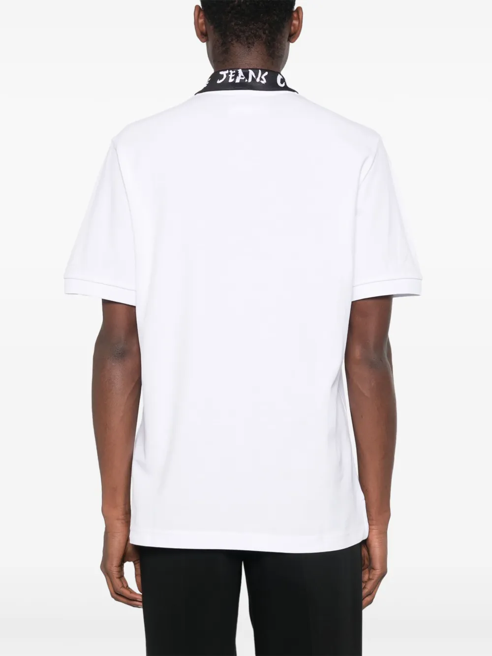 Shop Versace Jeans Couture Logobrush-collar Polo Shirt In White