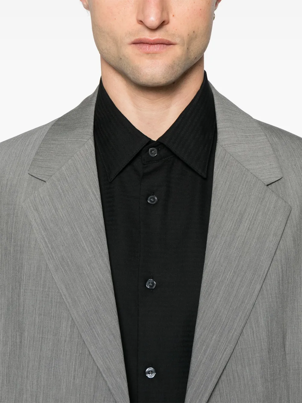Emporio Armani Overhemd met logo-jacquard Zwart