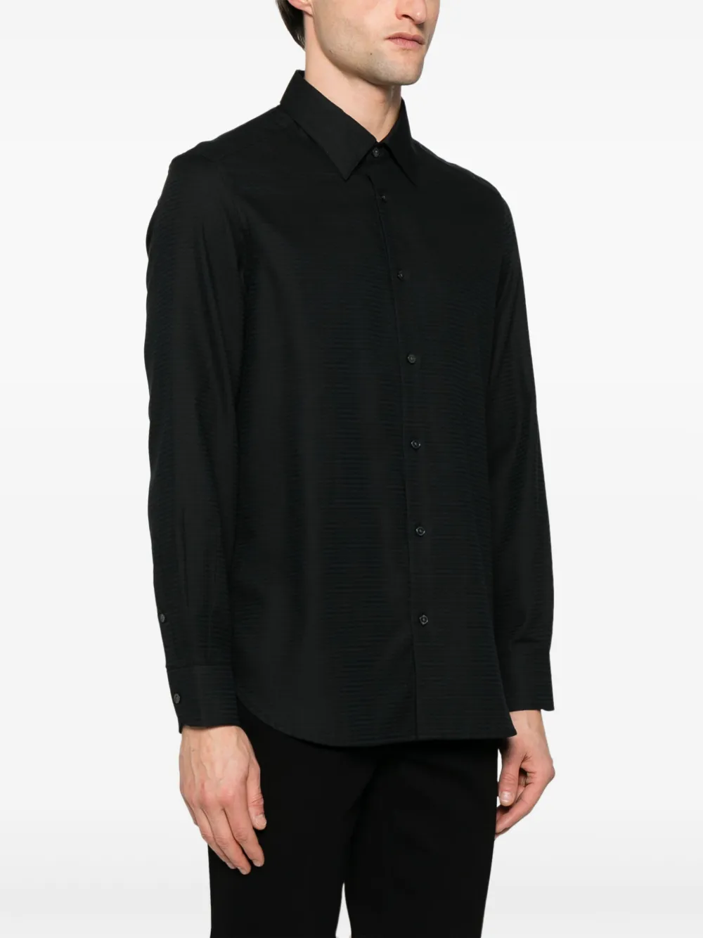 Emporio Armani Overhemd met logo-jacquard Zwart
