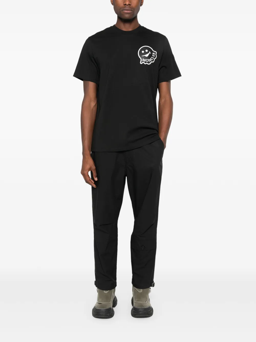 Moncler T-shirt met logoprint - Zwart