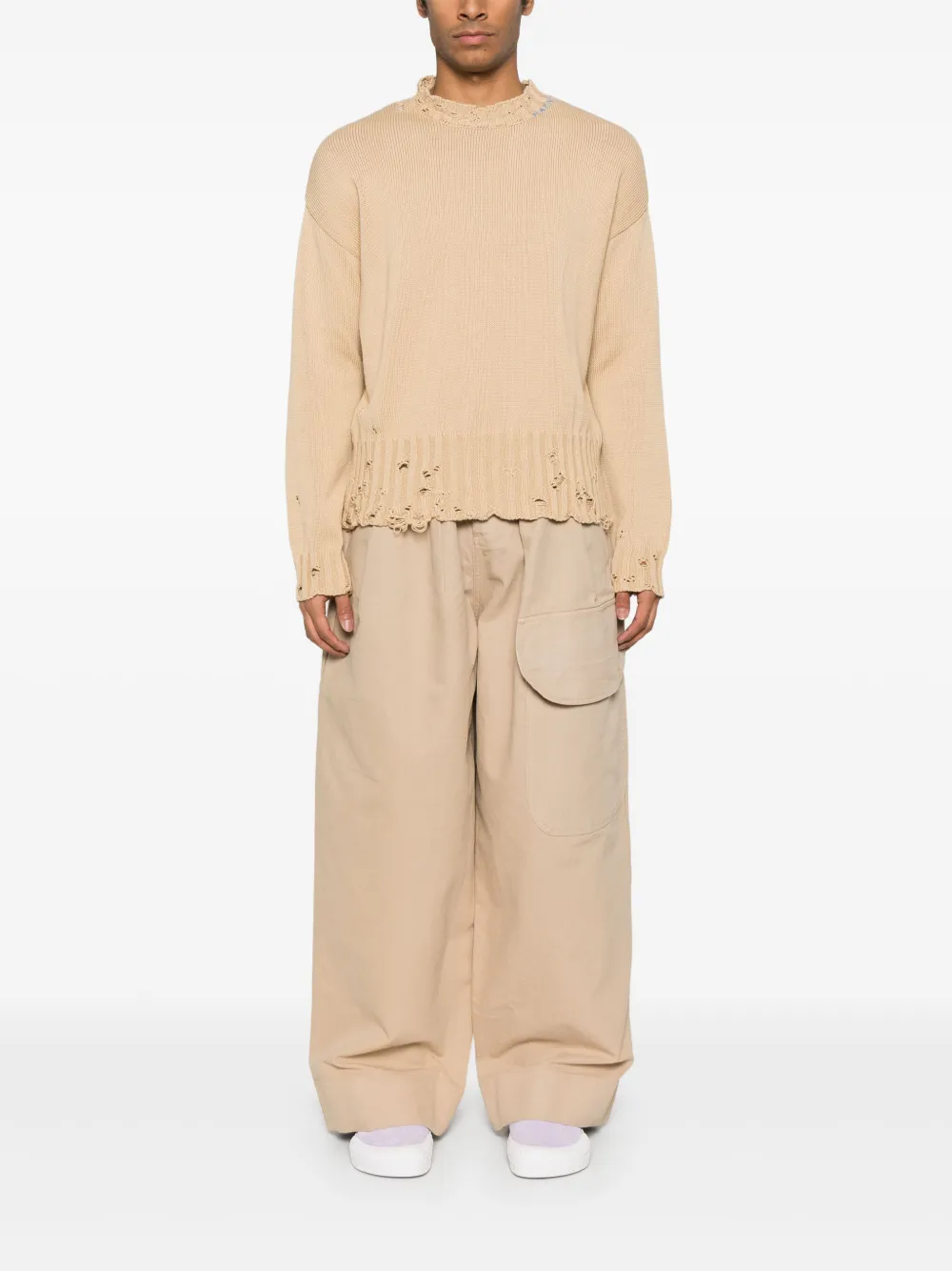 Marni distressed sweater - 00W26 LIGHT CAMEL