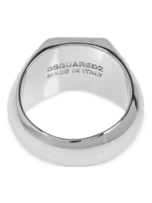 ★関税送料込★【DSQUARED2】ブランドロゴ 指輪 DSQUARED2 Logo Engraved Ring | Black | FARFETCH