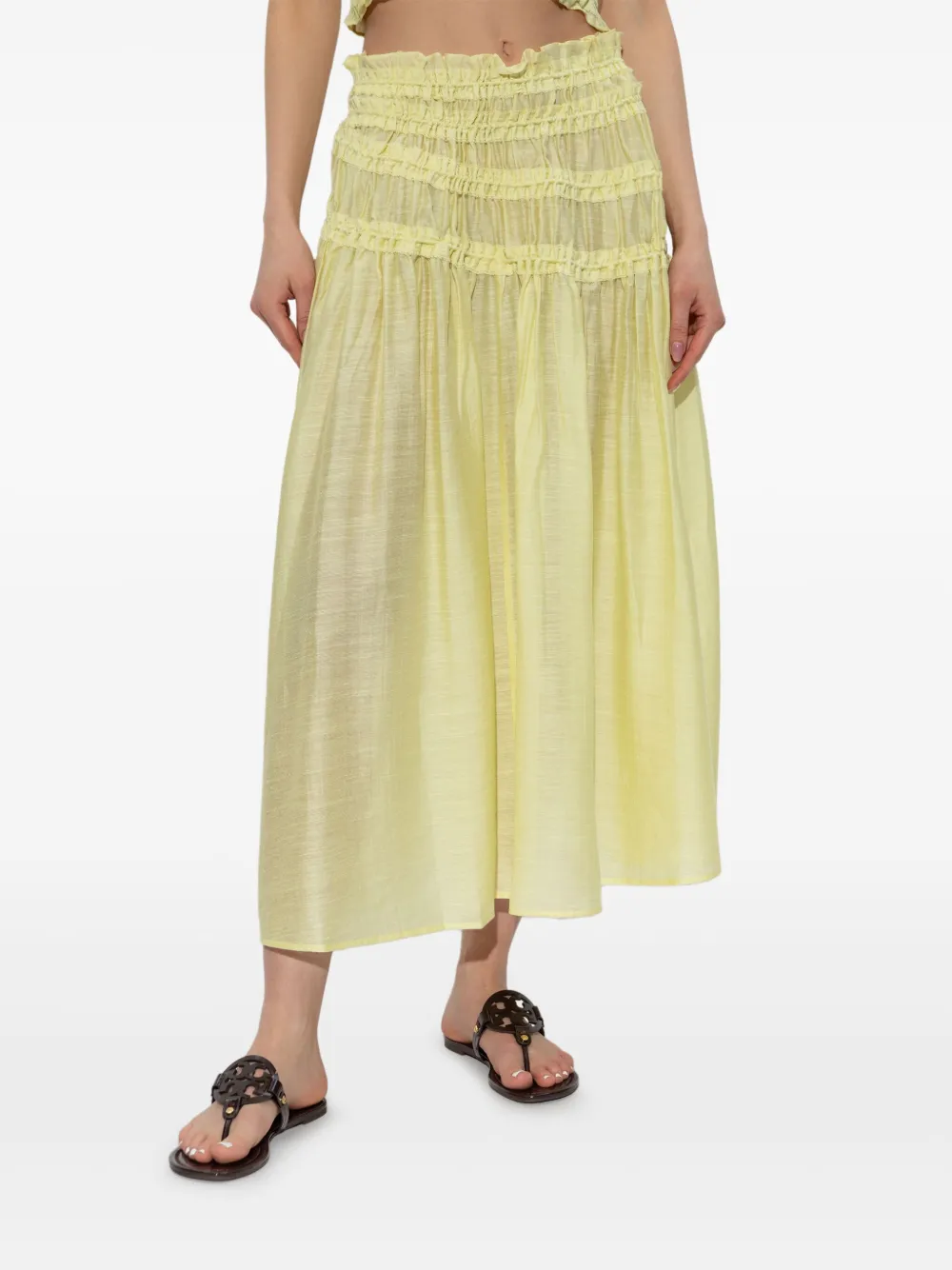 Tory Burch Midi-rok met ruches Geel