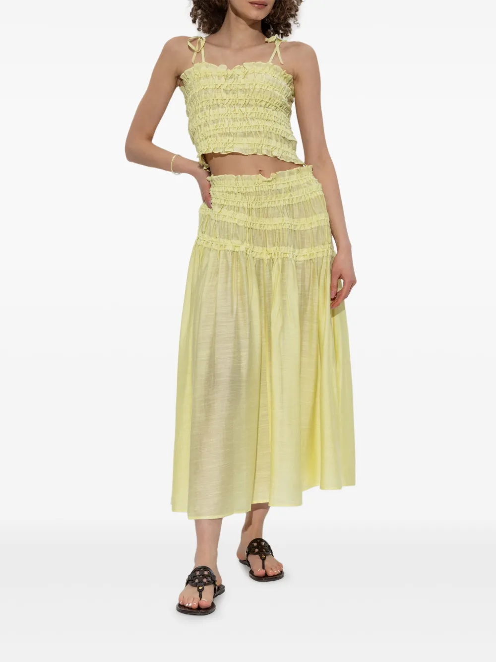 Tory Burch Midi-rok met ruches - Geel