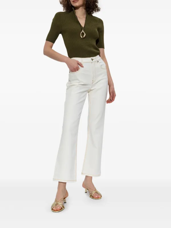デニム・ジーパン TORY BURCH WHITE STRETCH DENIM JEANS Tory Burch/トリーバーチ｜ホワイト ストレッチ デニム ジーンズ