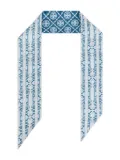 Tory Burch monogram-print scarf - Blue