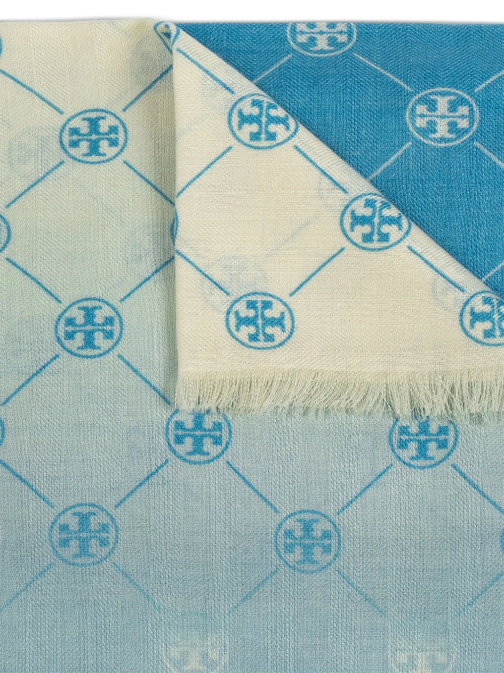 Tory Burch Sjaal met monogram 400 BLUE WHITE