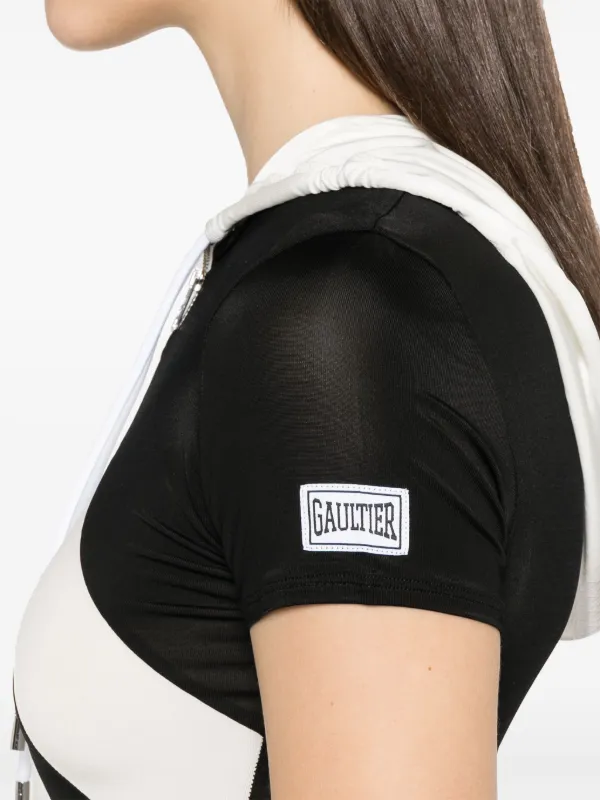 Jean Paul Gaultier chevron-patterned Hooded T-shirt | Black