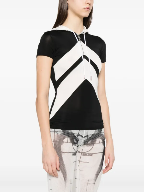 Jean Paul Gaultier chevron-patterned Hooded T-shirt | Black