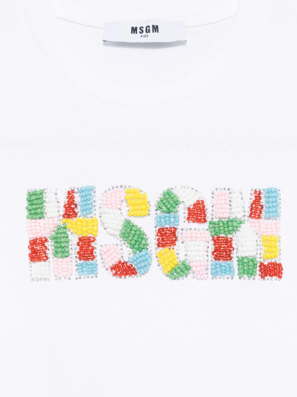 MSGM Kids T-shirt met logo van kralen Wit