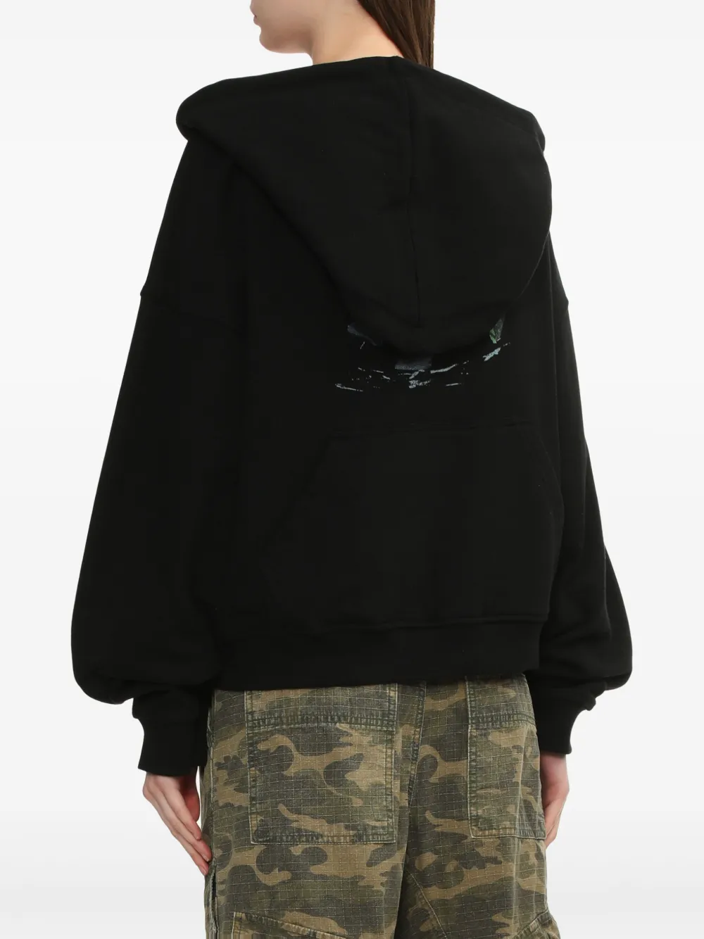 We11done Hoodie met rits Zwart