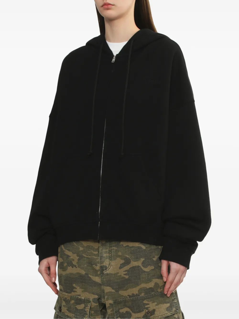 We11done Hoodie met rits Zwart