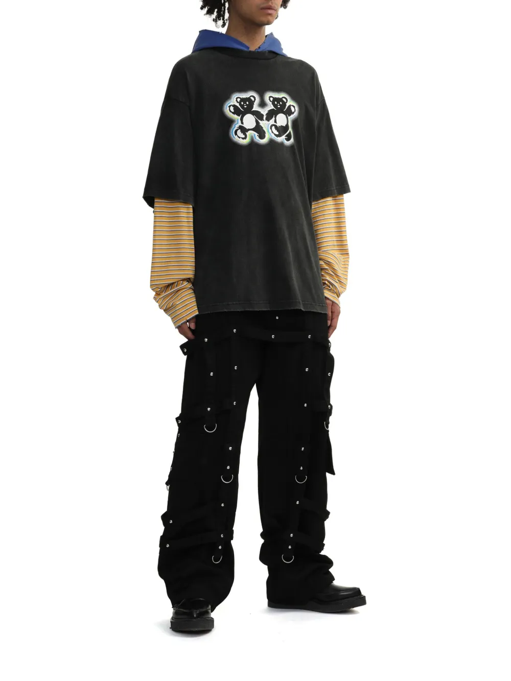 We11done Teddy Twins gelaagde hoodie Zwart