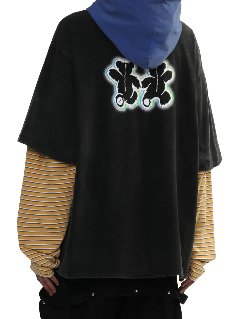 We11done Teddy Twins gelaagde hoodie Zwart