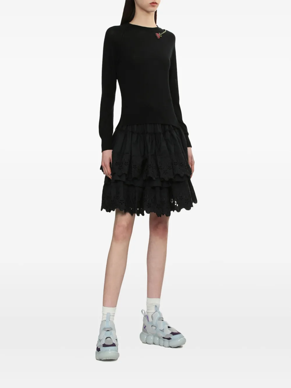 Simone Rocha broderie anglaise skirt - Zwart