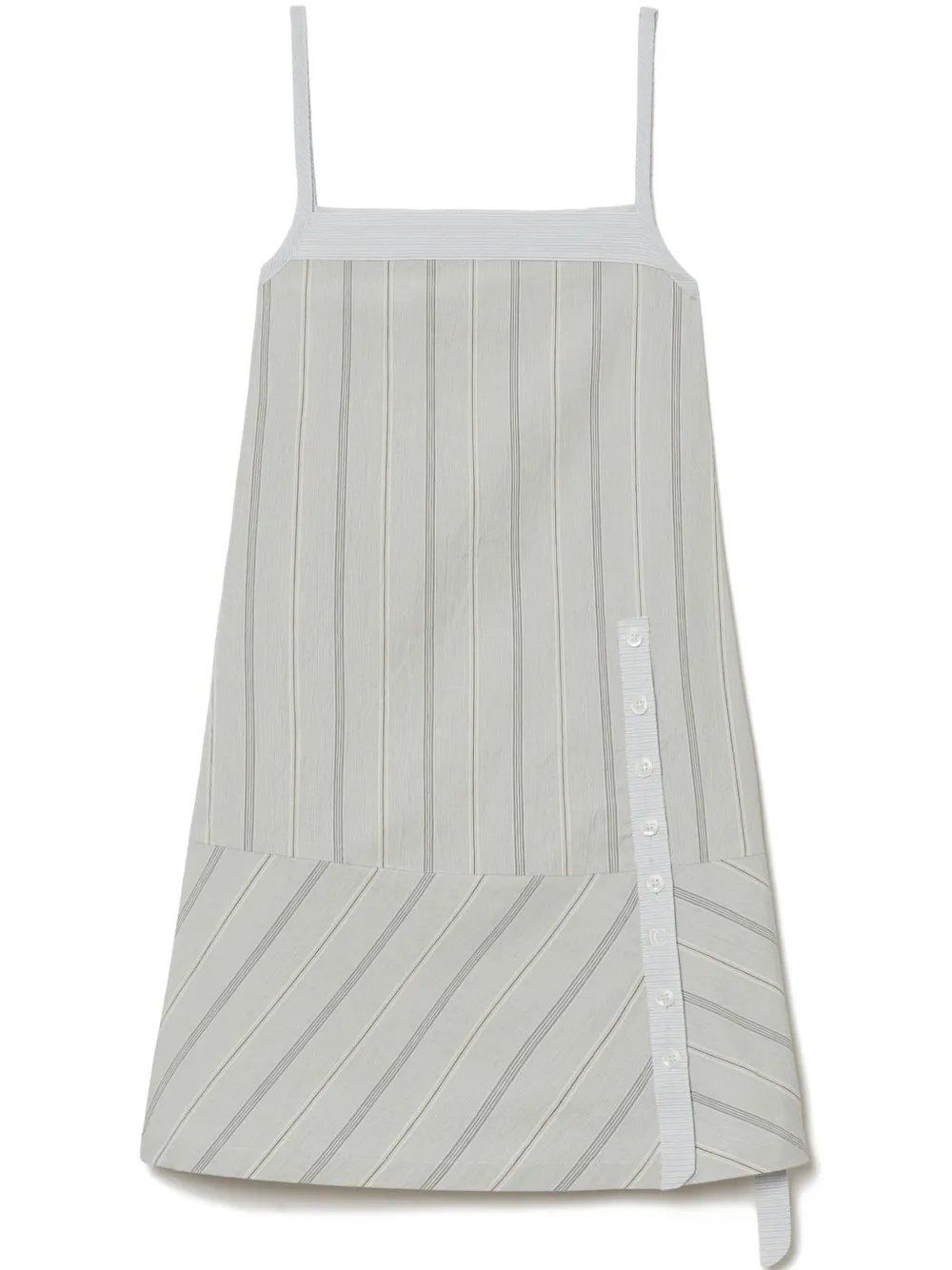 Low Classic Blue Cotton Dress With Spaghetti Straps And All-over Striped Motif In Blue
