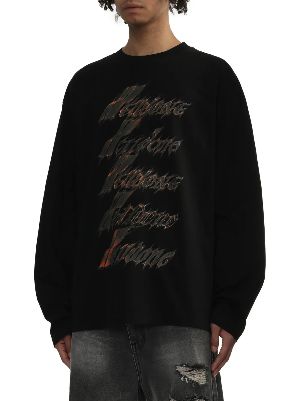 We11done T-shirt met print Zwart