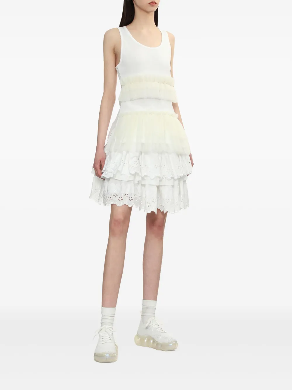 Simone Rocha ruflled detailing tank top - Wit