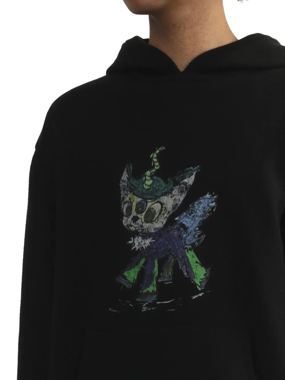 We11done Grunge Monster Pony hoodie Zwart